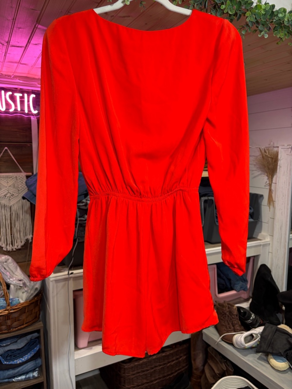 Gorgeous vibrant satin wrap tie romper ballon sleeves lined NWT - Picture 2 of 13